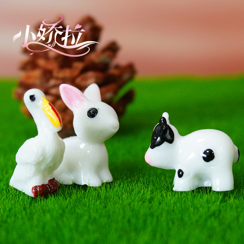 Nuevos productos explosivos, micro paisaje de musgo, mini simulación, resina, pequeños animales, vacas, conejitos, patos de boca larga