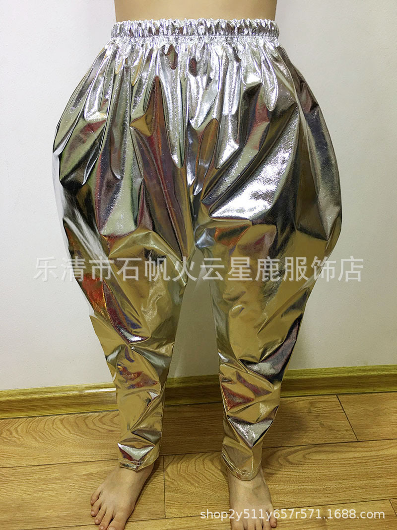 Moda hip hop pasarela Navidad Año Nuevo día 61 baile gilding harem pantalones rendimiento traje etapa desgaste pantalones largos