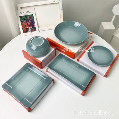 Rainbow New products A gentle wind ceramics household plate Enamel Buddhist mood Soup plate Before the meal Pet dish tableware suit