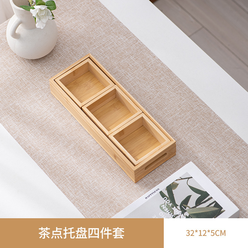 九宫格托盘餐具火锅配菜盘拼盘竹木盘围炉煮茶点心盒干果盘木质盘|undefined