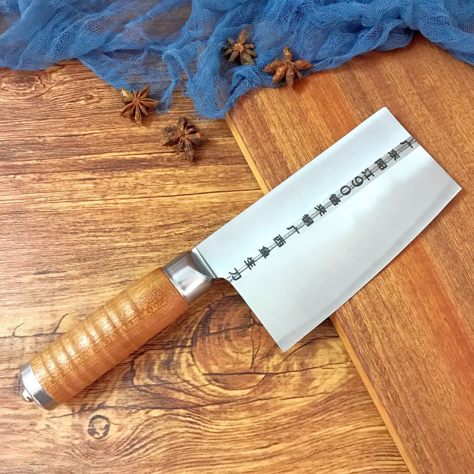 9铬夹钢分割刀锻打商用割肉刀家用切肉切菜实木手柄鱼生刀小菜刀