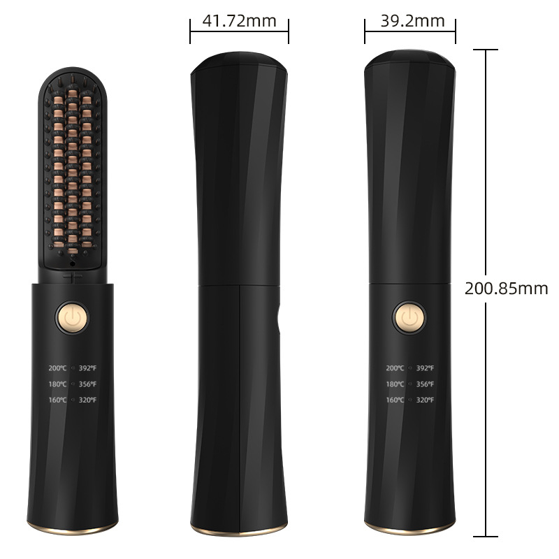 Peine Alisador de Cabello con Iones Negativos Transfronterizo, Rizador de Doble Uso, Plancha de Cabello Inalámbrica, Mini Peine Eléctrico, Peine Alisador de Cabello al por Mayor