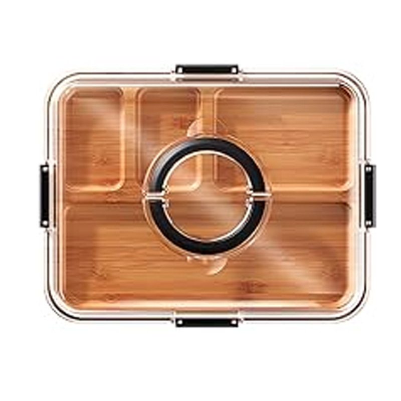 蓋付きトレイ 木製デリボード チーズプレート デザートフルーツトレイ 防塵コンパートメント 透明ロック蓋 Amazon|undefined