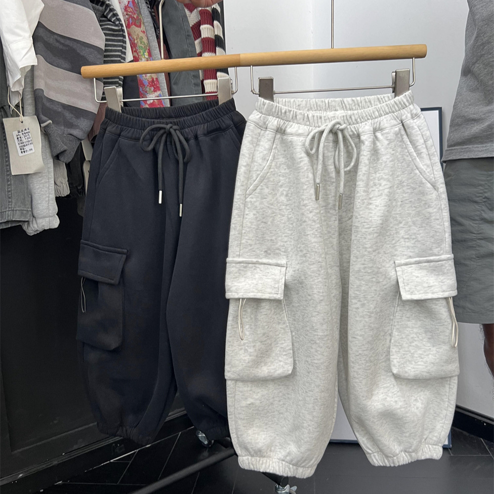 Pantaloni da lavoro americani da esterno per ragazzi autunno 2024, nuovi pantaloni morbidi e grandi con tasche, tinta unita, allacciati alla caviglia, lunghi_voghion.com