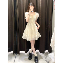 法式纯欲公主蓬蓬连衣裙女收腰显瘦感小个子海边度假短裙夏季