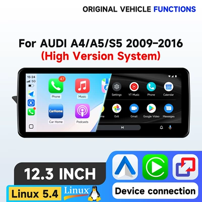 Suitable for 09-16 Audi A4 DVD Navigation - 123inch-linux-system-high-configuration-compatible-with-audi-a4-a5-s5-2009-2016-high-end-models