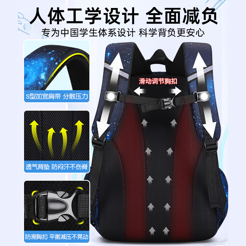 Mochila de estudiantes de primaria para hombres tipo refrigerador abierto de gran capacidad para niños 1 - 3 - 6 grados mochila de seguridad reflectante