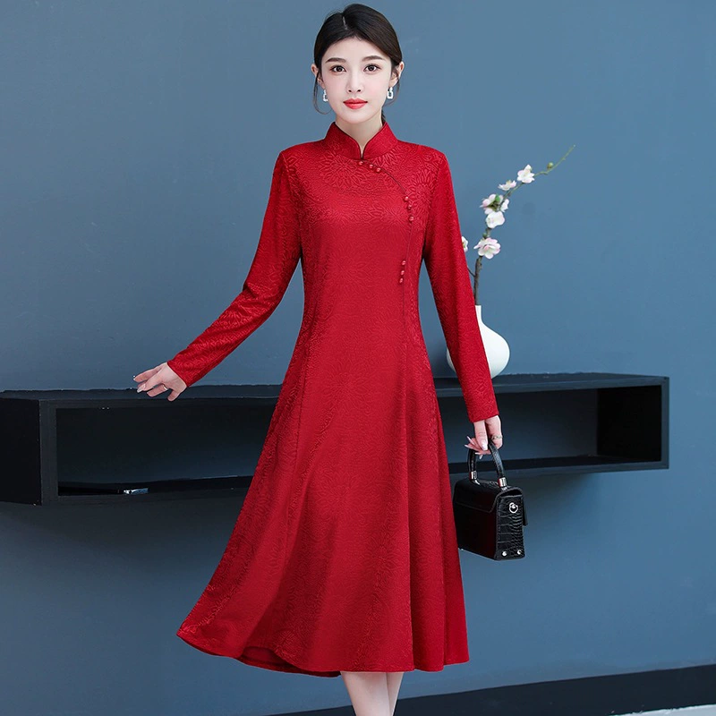 Свадебный банкет свекрови улучшенная версия Cheongsam платье среднего и длинного платья женская весна и осень темперамент мама новое платье женская одежда