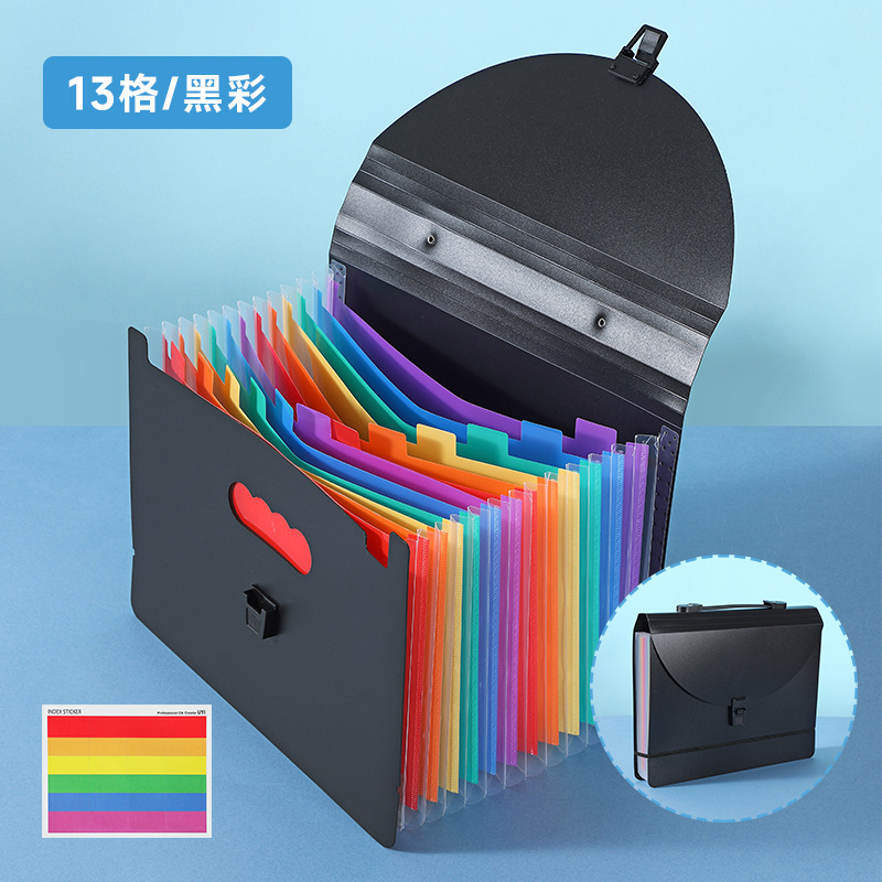 Nuevo portátil transfronterizo 13 / 25 bolsas de órgano arcoíris PP carpeta impermeable paquete de materiales de oficina para estudiantes image 7