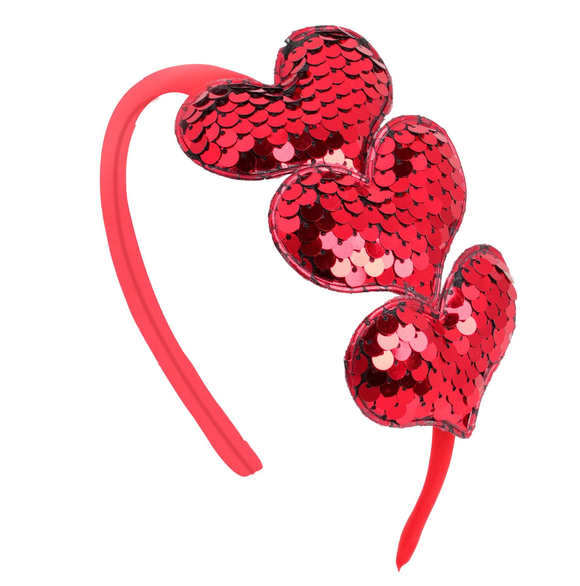 European And American Cross-border Reversible Sequin Heart Valentine's Day Headband Children's Accessories Glitter_voghion.com