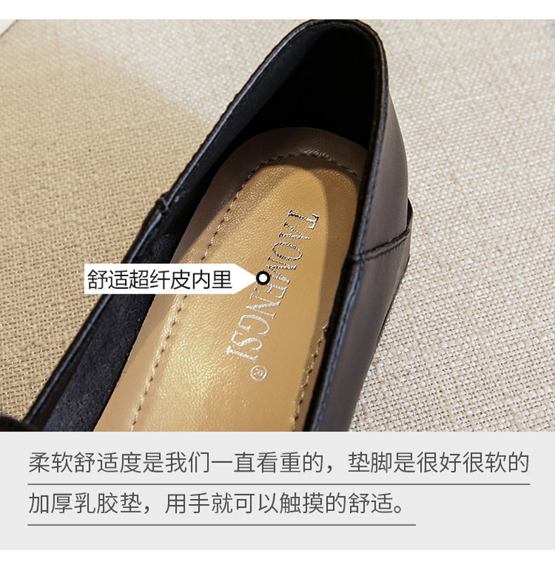 Giày lười nữ mũi vuông khóa kim loại gót thấp 1-3 cm — Màu mơ, Màu đen chi tiết 9