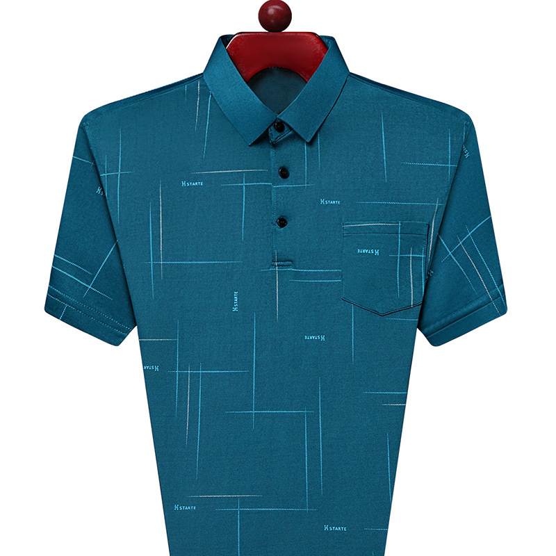 Grandpa Old Man Collar Pocket T-shirt Men's Loose Breathable Short-sleeved Casual T-shirt Summer Middle-aged Men's 70 Years Old