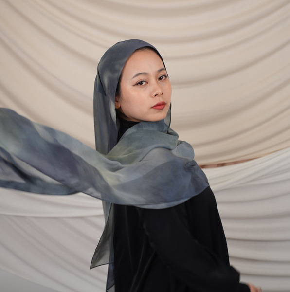 Bofu imitation silk double-sided penetration printing Silky Chiffon…