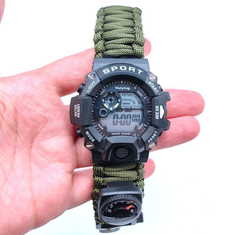 Spot Paracord Waterproof Watch Multifunctional Outdoor Survival Paracord Bracelet Adjustable Outdoor Camping Adventure Bracelet
