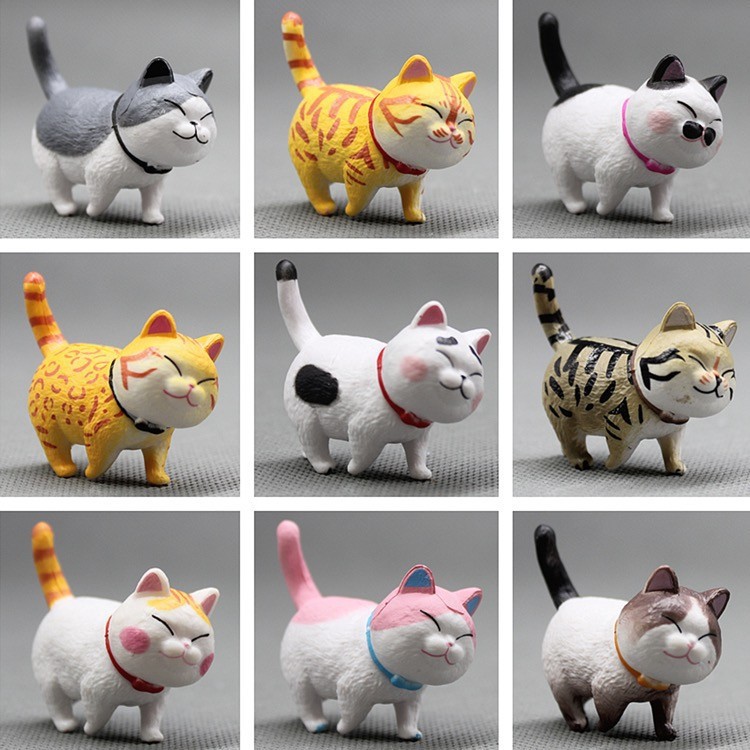 (2개) 9가지 종류의 치즈 고양이 귀여운 새끼 고양이 자동차 장식품 가샤폰 인형 자동차 센터 콘솔 장난감 고양이 수제 블라인드