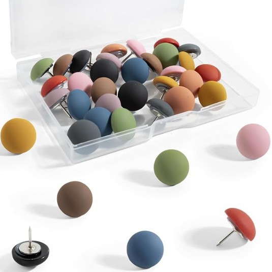 跨境莫兰迪色磨砂树脂半圆图钉针毛毡软木板固定图钉马卡龙色按钉