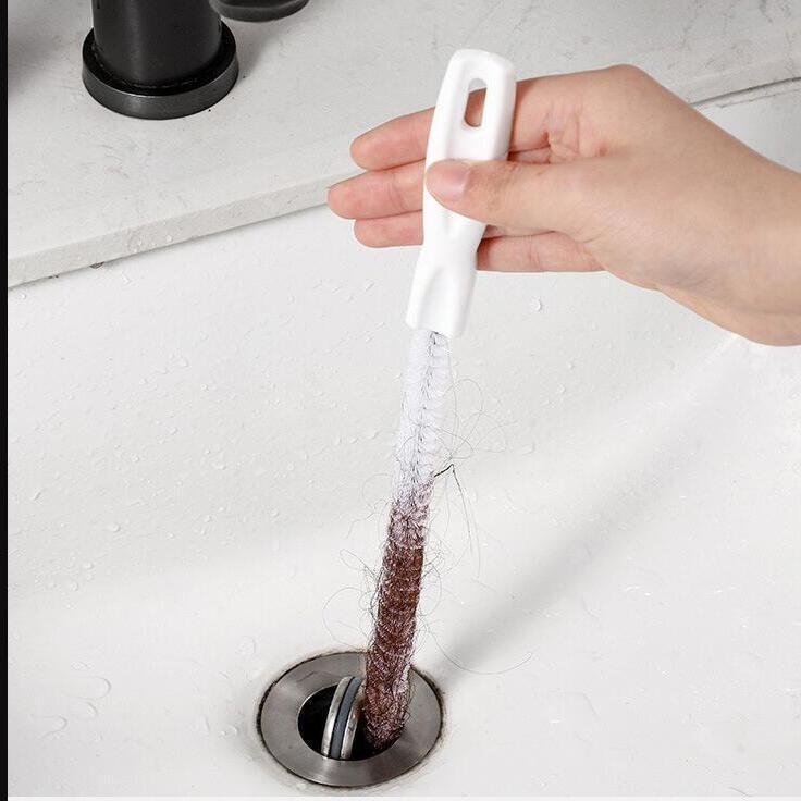 Household Drain Cleaning Tool, Long and Slender Brush for Removing Hair from Washbasins, Hair Brush for Household Sink Drain Pipes