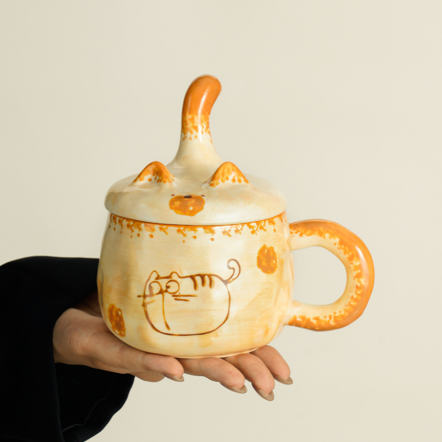 Taza de cerámica hecha a mano con tapa de diseño taza de café creativa para niños taza de agua casera regalo de cumpleaños