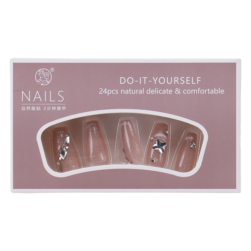 Mecha de vestir hecha a mano, piel desnuda, ojos de gato sonrientes, uñas francesas, uñas de alta calidad, uñas portátiles, productos terminados al por mayor