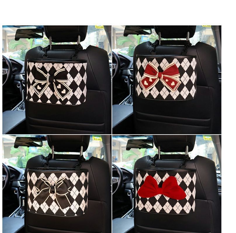 Car trash can car seat back-mounted storage bucket multi-purpose storage bucket storage box rhombus