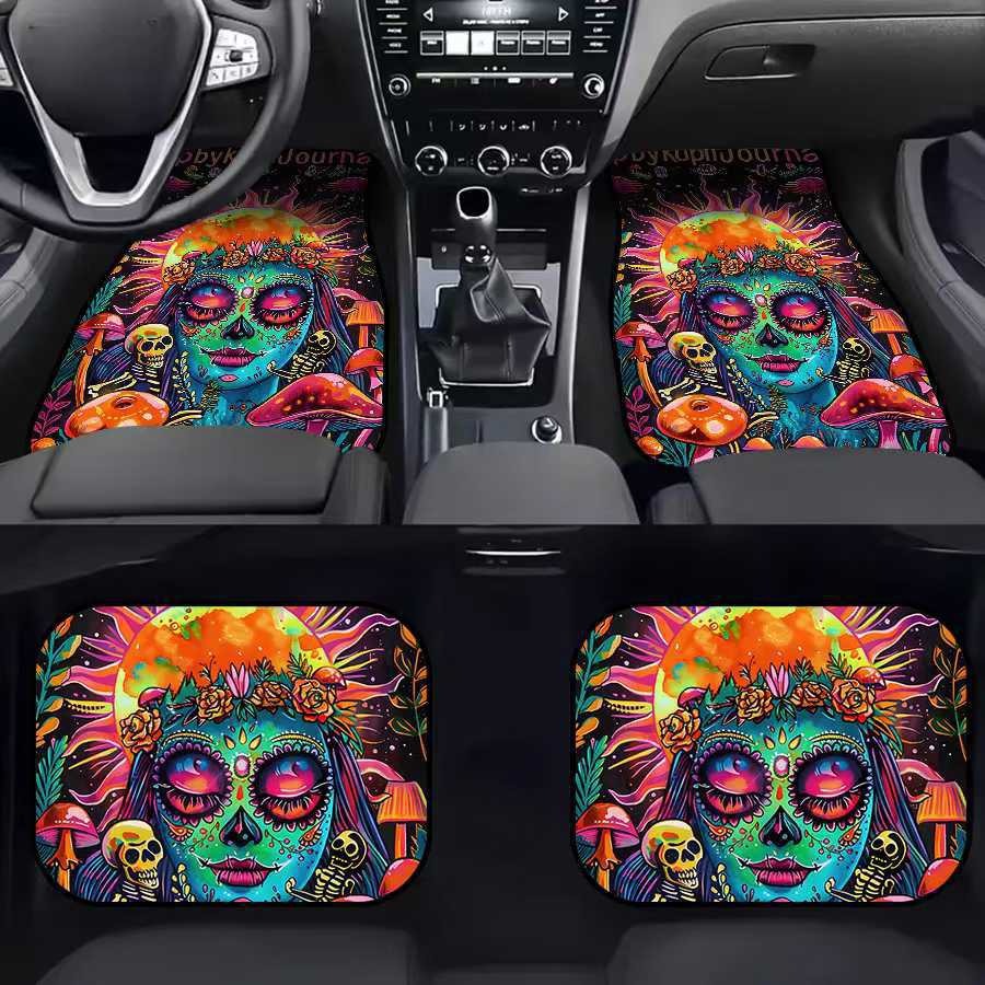 Cross-Border Skull Halloween Car Floor Mats, Stain-Resistant Wholesale Easy-Care Four-Piece Set of Car Universal Floor Mats