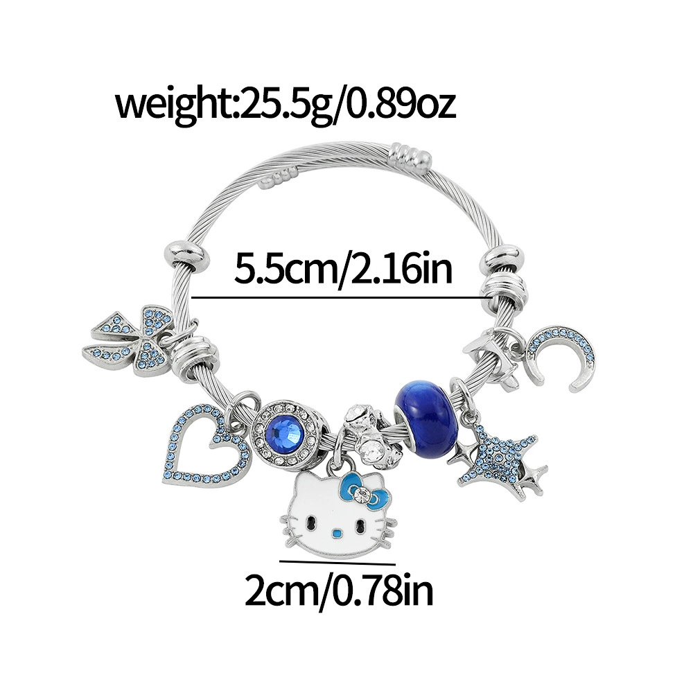 Bracelet (Hello Kitty) Beaded DIY Charm Bracelet, Sanrio Cartoon Motif, 28 g