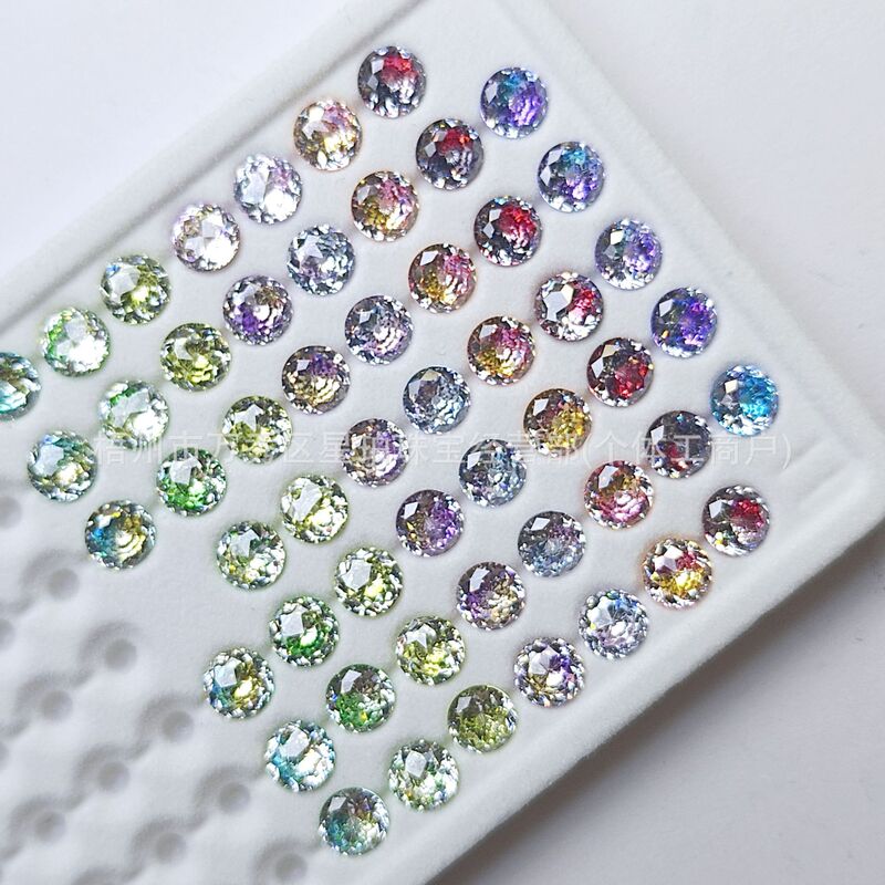 4/6mm Imperial Cut General Cut Colorful Plated Zircon DIY Earrings High Carbon Diamond Round Nail Art Diamond Ready Stock
