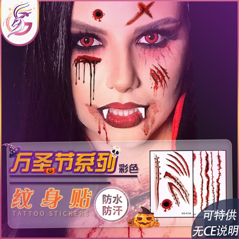 Halloween Scar Tattoo Stickers New Style Realistic Bloody Stickers Realistic Horror Temporary Waterproof Stickers Scar Face Stickers Halloween Scar Tattoo Stickers New Style Realistic Bloody Stickers Realistic Horror Temporary Waterproof Stickers Scar Face Stickers
