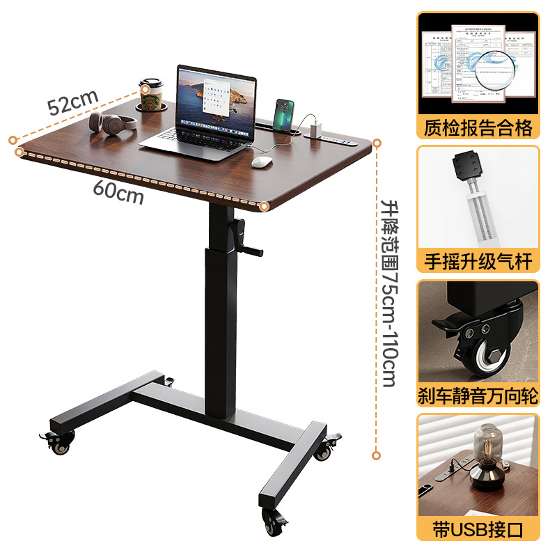 Mesa de cama elevable móvil escritorio de computadora escritorio de estudio doméstico escritorio plegable pequeño escritorio de trabajo de pie