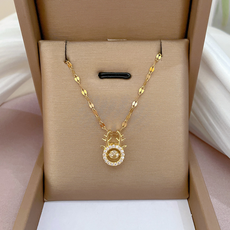 Zirkon Hirschgeweih Kette Für Damen Elegante Halskette_voghion.com
