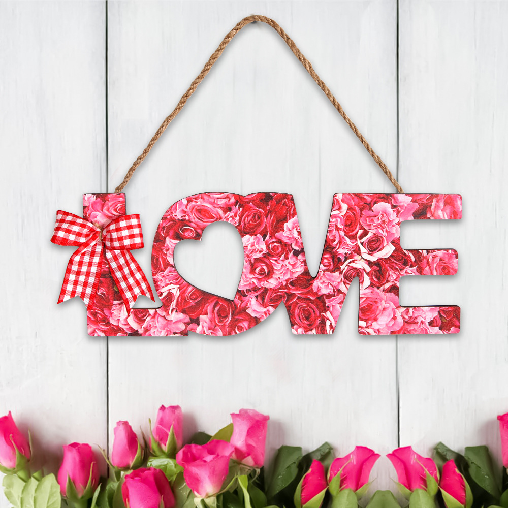 Día de San Valentín transfronterizo decoración de la pared del hogar amor cotización artesanía de madera colgante