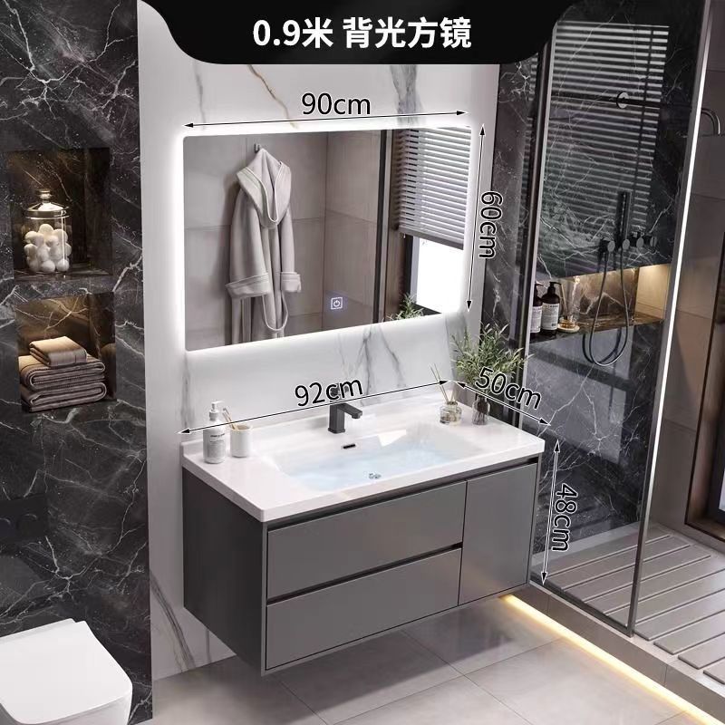 (핫스타일 그레이) 스마트 백라이트 거울 모델 + 전국보증 - 90CM 무도장 공정 + 수도꼭지 악세사리 풀세트 무료