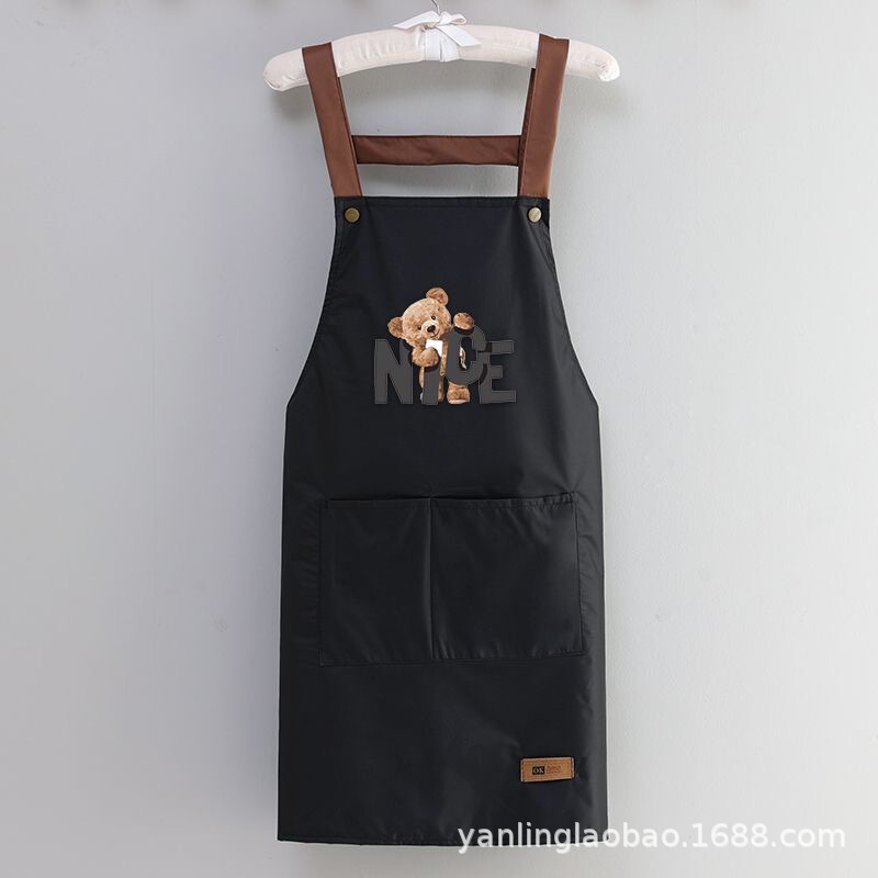 新型ベアーロゴ防水放油エプロンキッチン作業服男女ミルクティー店作業服家庭用|undefined