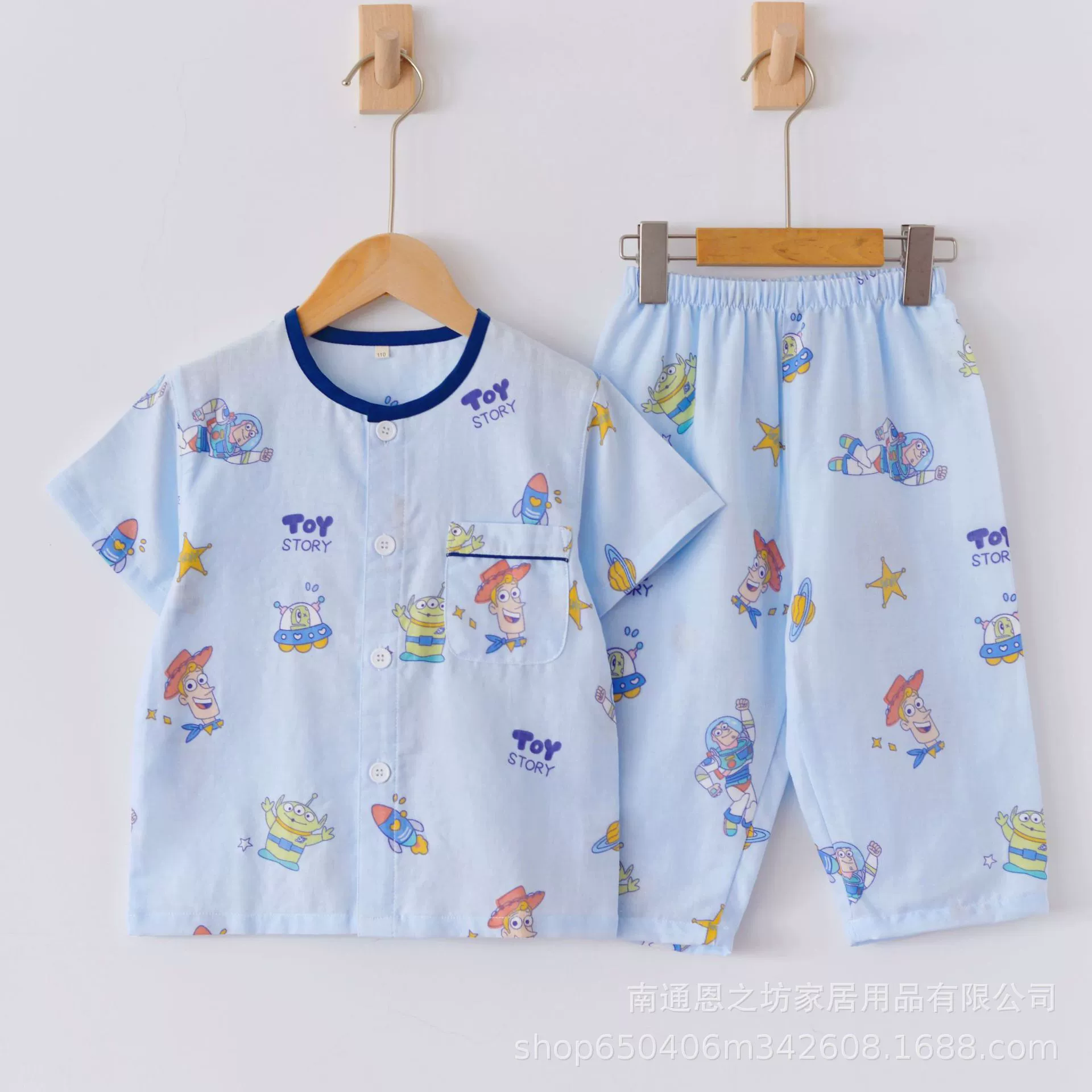 Летняя одежда для мальчиков мультяшный узор из хлопчатобумажной двухслойной пряжи