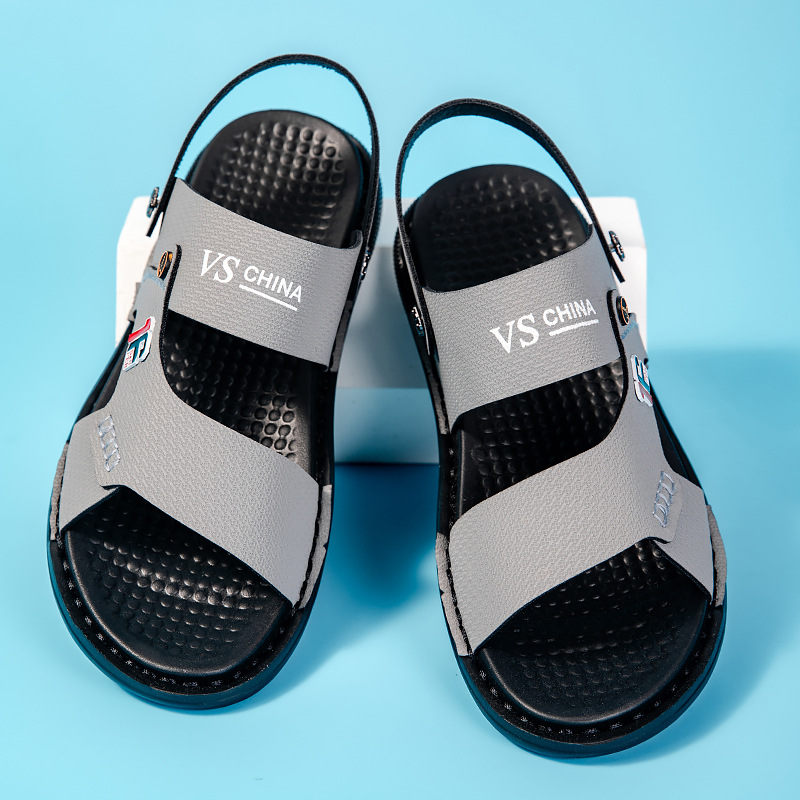 Leather Sandals Men's Summer Fashionable Outdoor Non-Slip Sandals Driving Dual-Use Casual Slippers Men's Beach Slippers Waterproof