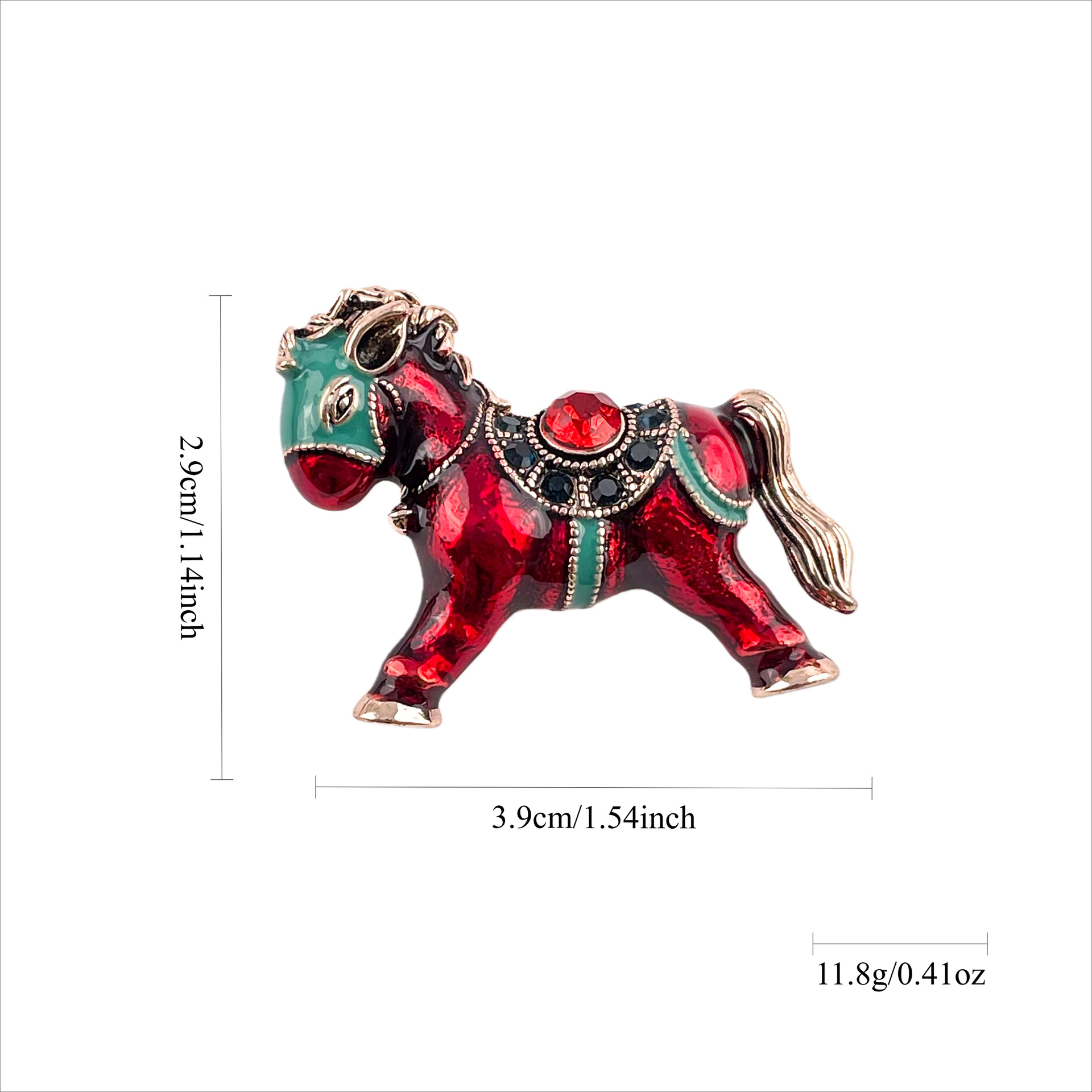 European and American Retro Cute Pony Fashion Retro Gemstone Vintage European and American Clothing Accessories High-End Brooch