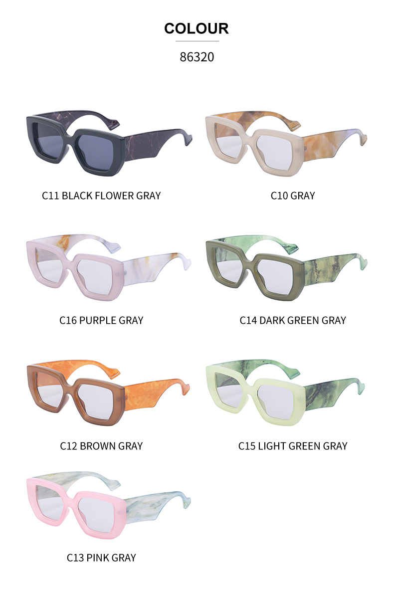70g Weight Full Frame Glasses Structure Sunglasses Classification PC, UV400 Protection Lens Material Square Glasses Style Street Occasion Geometric Pattern Women'S Gender IG Style Style IG Style Geometric PC UV400 Protection Square Full Frame Women's Sunglasses 2