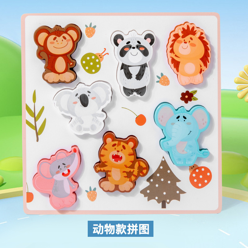 Rompecabezas grande de madera para niños forma de bebé tráfico animal fruta rompecabezas cognitivo educación temprana juguetes educativos al por mayor