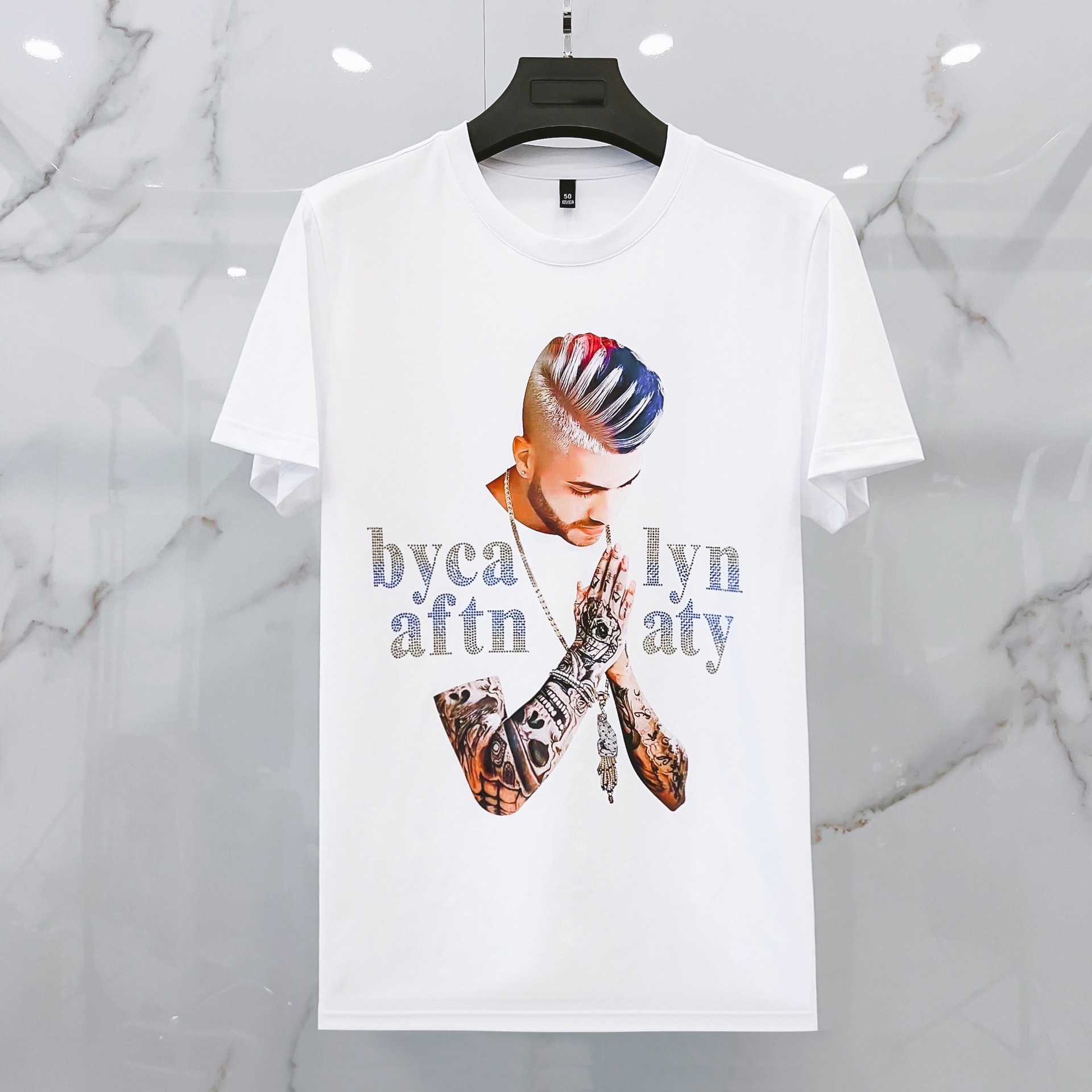 Europäesch Männerkleeder 2024 Summer nei Mark waarm Drill Kuerzärm T-Shirt Moud merceriséiert Kotteng Ronn Hals Netz_voghion.com