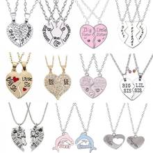 rendy Simple Heart Necklace Sisters Pendant 2 Piece Set BFF