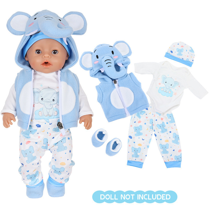 Cross-Border New 43Zappf Doll Clothes Winter Plush Cartoon Baby Clothes Set 18inch American Girl Baby Clothes