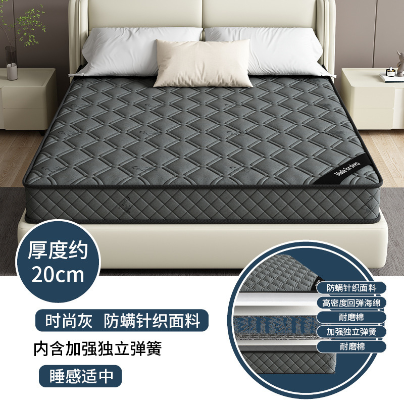 席梦思床垫家用卧室独立软垫弹簧床垫20cm厚1.5米租房专用硬椰棕|undefined