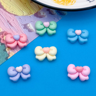 Glossy Heart Bow Tie Clogs Buckle Hairpin Hair Rope Grabber Mobile Phone Case DIY Resin Accessories Patch