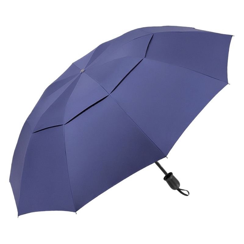 Paraguas extra grande de tres personas paraguas de doble capa de pegamento negro protección solar plegable de diez huesos lluvia y lluvia de doble uso impreso LOGO paraguas de publicidad comercial