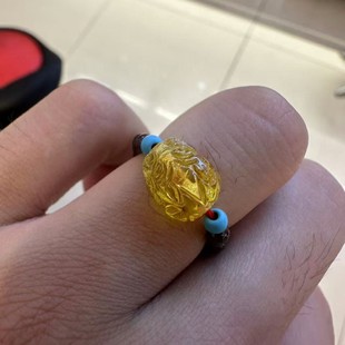 Shenzhen Songgang Direct Sales Natural Amber Beeswax DIY Design Ring Ring Accessories Garnet Gold Amber Pixiu