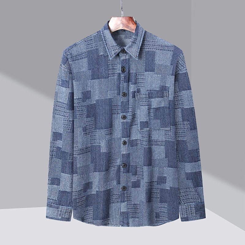 Dongyu メンズ秋と冬のメンズシャツ通気性綿長袖チェック柄シャツメンズカジュアルスリムトップシャツジャケット男性用|undefined