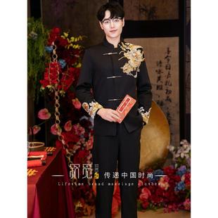 High-end Men's Dress 2024 New Wedding Dress Groom Suit suit Toasting Suit Zhongshan Suit Wedding Suit Autumn and Winter