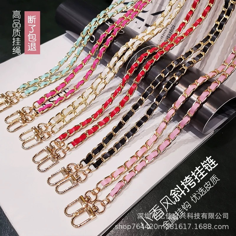 Red de celebridades Xiaoxiangfeng cadena de mensajero cordón de caja de teléfono móvil bolso de cuero de metal largo correa de hombro cadena de camioneta de moda