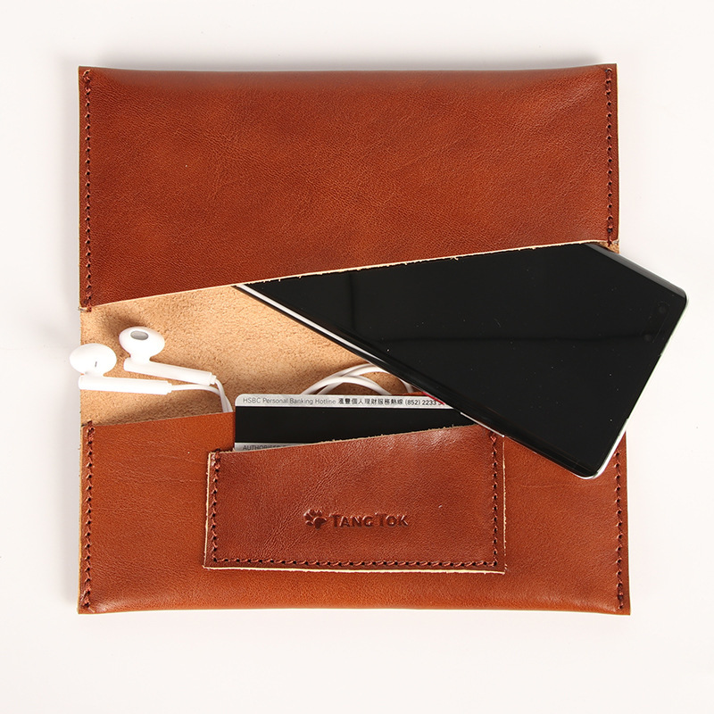 Factory wholesale first layer cowhide mobile phone Bluetooth headset storage protective case ID card bag portable storage bag wholesale