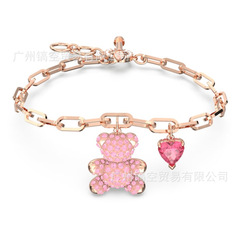Shijia 1:1 ハイバージョンかわいくて魅力的なピンクダイヤモンドベアブレスレットロマンチックで甘いグリーンベアブレスレット